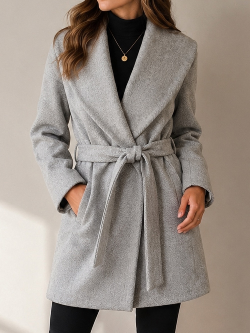 Ann Taylor Light Gray Belted Trench Coat